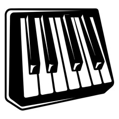 Naklejka premium Stylized black and white illustration of piano keys from a musical instrument
