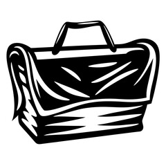 Obraz premium Stylized illustration of a picnic basket with a simple black and white design