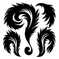 Obraz premium Ornate black and white vector design element with swirling floral flourishes