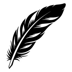 Obraz premium Monochrome vector illustration of a stylized feather with intricate details and shading