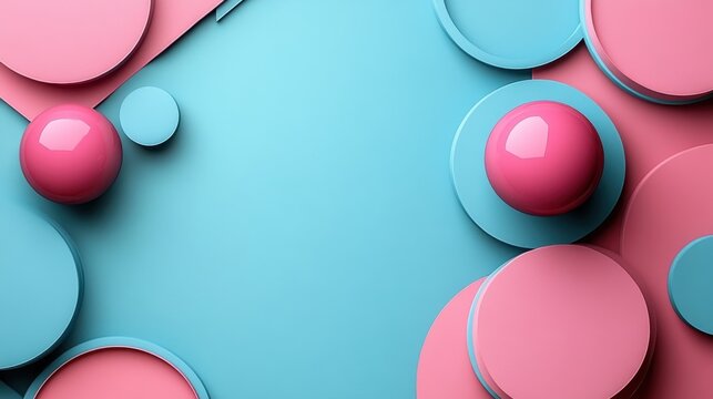 Colorful Geometric Shapes in Soft Pastel Tones on a Smooth Surface