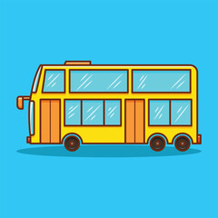 Simple Double Decker city bus Vector Illustration. Transportation Icon Concept Isolated. Flat Cartoon Style Suitable for  Cover, Page, Banner, Flyer, Sticker, Card, Education