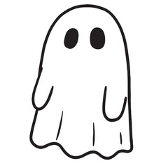 Simple hand drawn ghost illustration with black eyes