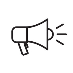 Simple outline icon of a megaphone announcing information