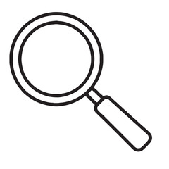 Simple outline icon of a magnifying glass on a white background