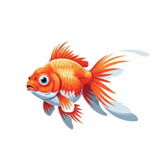 Fototapeta premium Vibrant orange goldfish swimming gracefully with detailed fins and scales underwater scene illustration