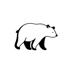 Brown Bear. Brown Bear simple black and white line art vector logo