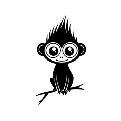 Fototapeta premium Langur. Langur simple black and white line art vector logo