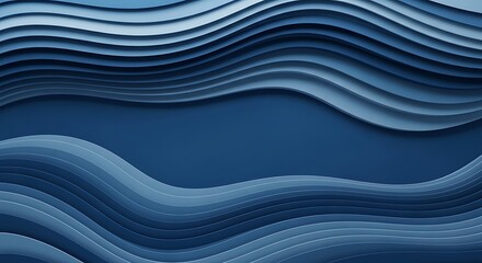 Abstract Blue Wavy Layers Background Design.