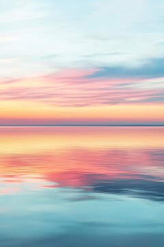 Ocean sunset reflection, clm water, pastel sky, peacful scene, website banner