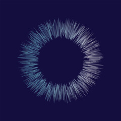 Abstract radial pattern with shimmering teal and silver streaks forming a circular design