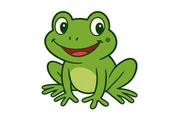 Obraz premium Green frog cartoon character smiling illustration