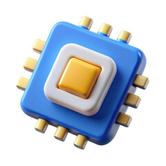 3d microchip isolated on transparent background
