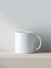 Obraz premium Minimalist White Mug on Simple Surface