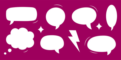 Comic doodle speech bubbles. White vector talk balloons for communication, cartoon design, and comic strips