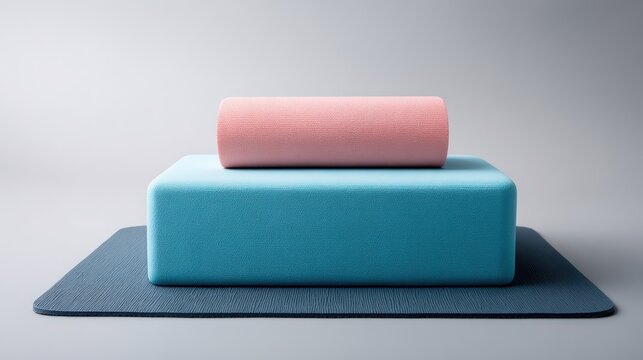 Minimalist fitness props on textured surface for yoga and exercise
