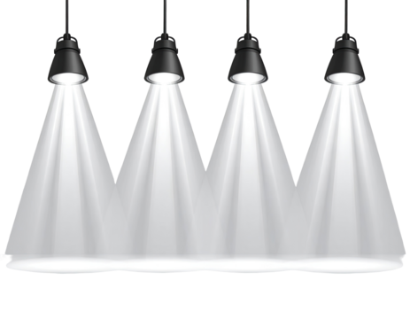 Four spotlight beams illuminating a stage