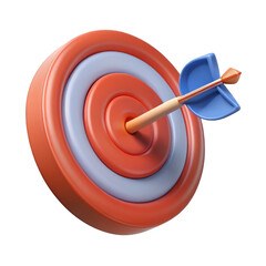 3d target and arrow isolated on transparent background