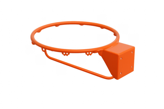 Orange basketball hoop rim with transparent background