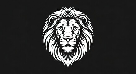 White lion head with detailed mane on a dark background