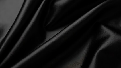 Black satin fabric with soft folds textile material