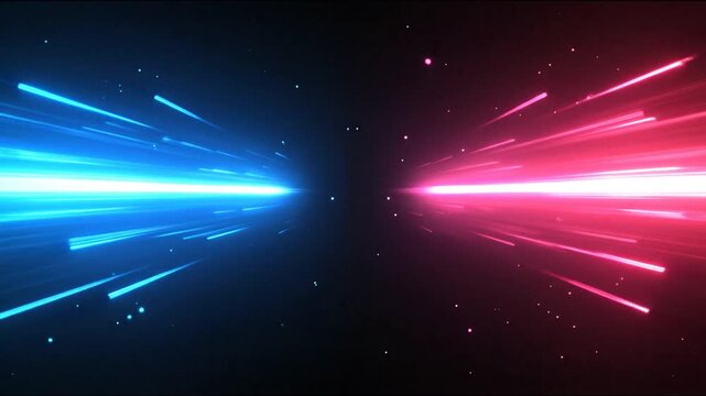Abstract background with two light streams in blue and pink, each emitting from opposite sides