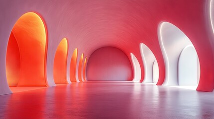 Modern Interior Design with Abstract Shapes and Soft Lighting