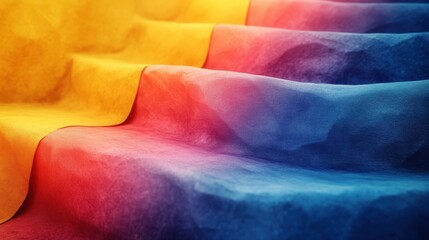 Colorful Waves of Fabric Texture in Vibrant Gradients of Orange and Blue