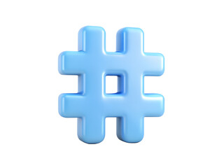 Obraz premium Blue 3d hashtag symbol isolated on transparent background