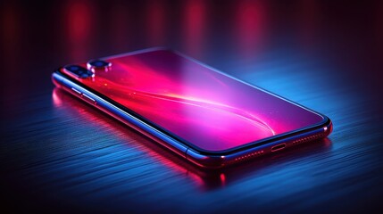 Vibrant Smartphone Display with Colorful Neon Glow Effect