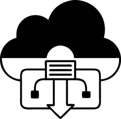 Cloud storage and data download icon, representing network connectivity and file transfer for online accessibility and secure backups