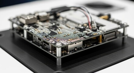 Embedded system showcases complex hardware and intricate design for innovative tech solutions, emphasizing precision engineering in modern electronics