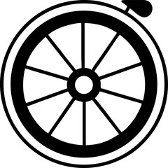 Fototapeta premium Simple Black and White Graphic Illustration of a Wheel with Spokes, Ideal for Various Design Projects