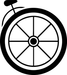 Obraz premium Elegant graphic illustration of a classic unicycle wheel featuring a distinctive bell, symbolizing vintage cycling, simplicity, and a timeless journey design concept