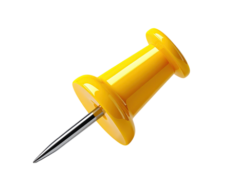 Bright yellow push pin, sharply pointed
