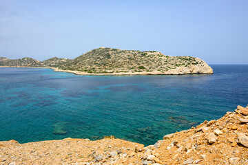Picturesque islet of Nikouria off the northwest coast of Amorgos. Cyclades, Greece