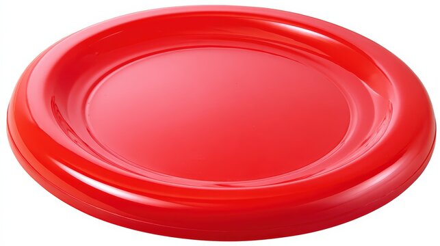 Vibrant red plastic plate isolated on white background