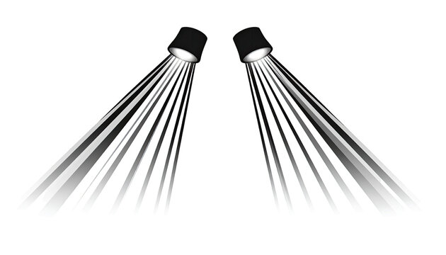 Two spotlight beams radiating outwards against a black background - Powered by Adobe