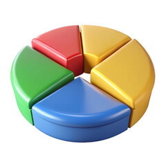 3d pie chart isolated on transparent background