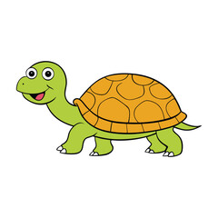 Adorable happy tortoise character illustration with bright colors