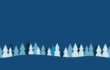 Stylized image of coniferous trees of a night winter forest. Vector background