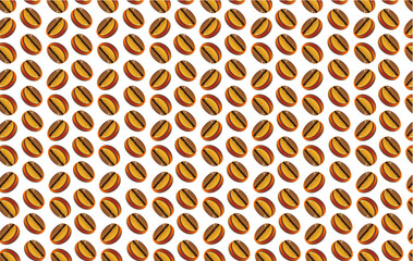 Coffee bean pattern. Roasted coffee bean pattern background. Seamless pattern of coffee bean illustration. Golden coffee beans pattern for packaging. 
