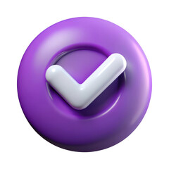 3d purple check mark isolated on transparent background