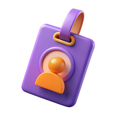 3d id badge isolated on transparent background