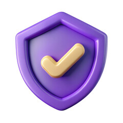 3d shield with checkmark isolated on transparent background