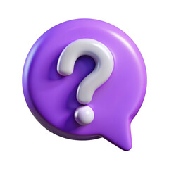 3d question mark in a speech bubble isolated on transparent background
