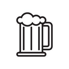 Beer Mug Icon – Simple Foam Glass Outline Vector
