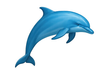 Fototapeta premium Blue dolphin jumping enjoying water with transparent background