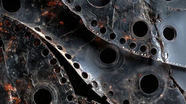 A detailed view of a metal piece featuring several holes, suitable for use in industrial or technical contexts