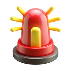 3d red and yellow warning light isolated on transparent background